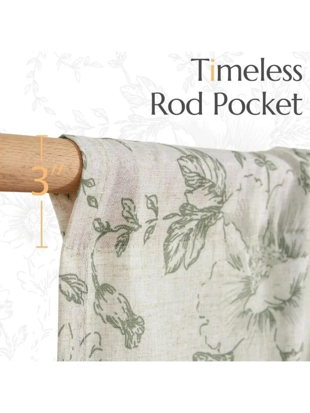 Floral Linen Tie-Up Valance Curtain - 45